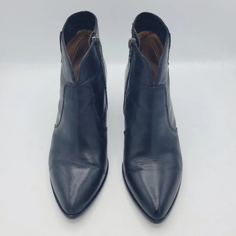 FRYE Jennifer Black Leather Ankle Side Zip Booties Size 7 M - Picture 7 of 16